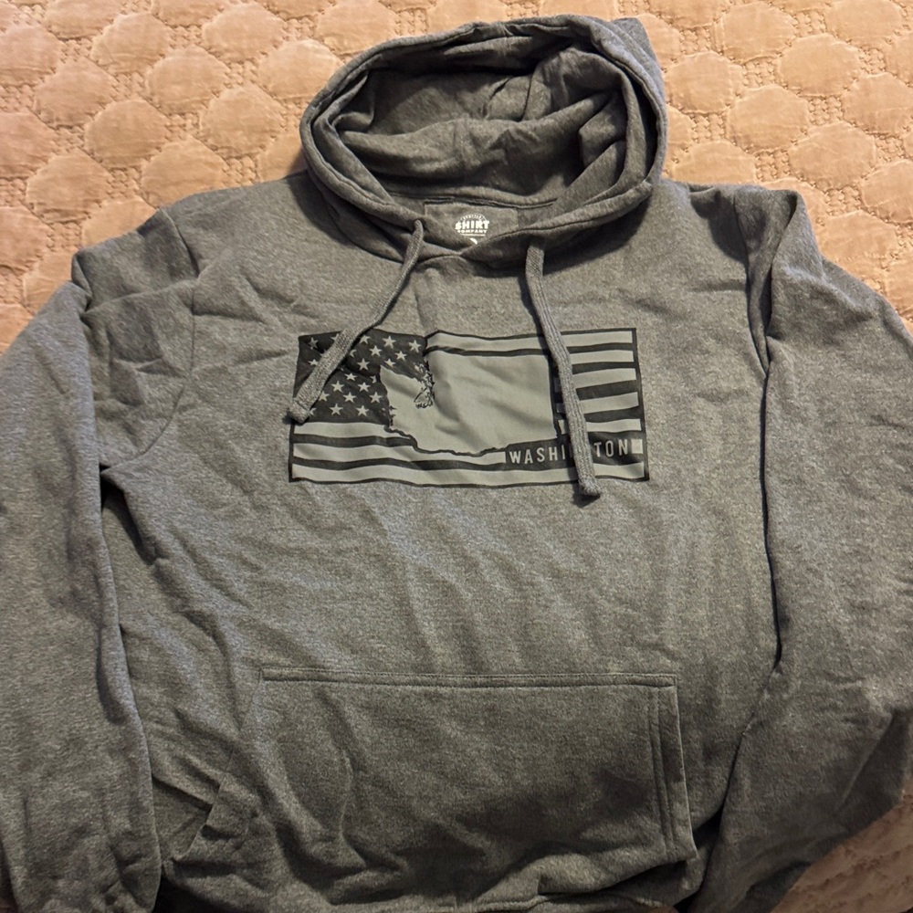 Ash Gray Hoodie with Flag Graphic